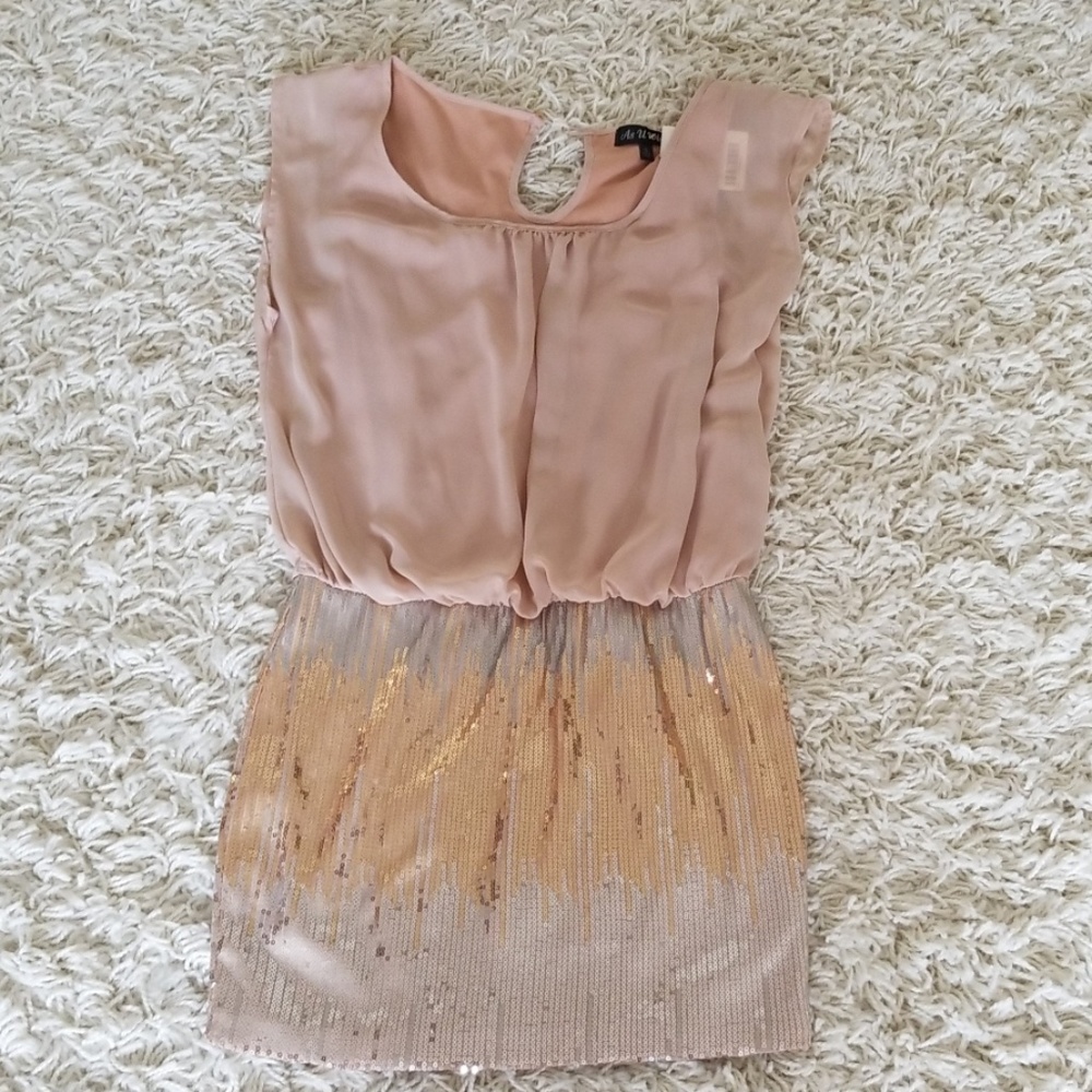 Taupe and sequin mini dress